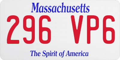 MA license plate 296VP6