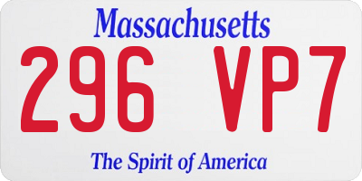 MA license plate 296VP7