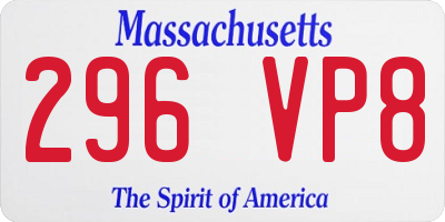 MA license plate 296VP8