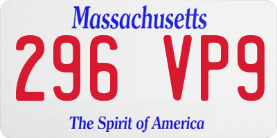 MA license plate 296VP9