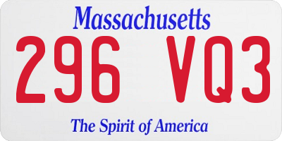 MA license plate 296VQ3