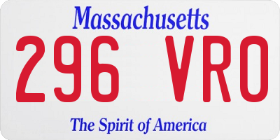 MA license plate 296VR0