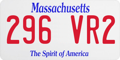 MA license plate 296VR2