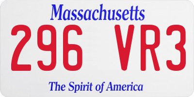 MA license plate 296VR3