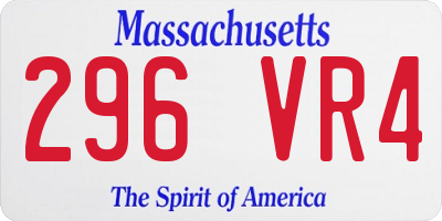 MA license plate 296VR4