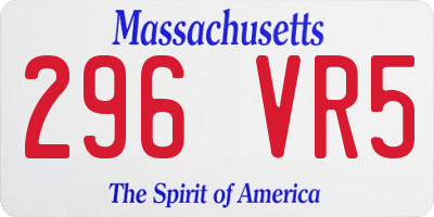 MA license plate 296VR5