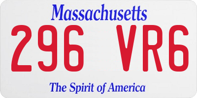 MA license plate 296VR6