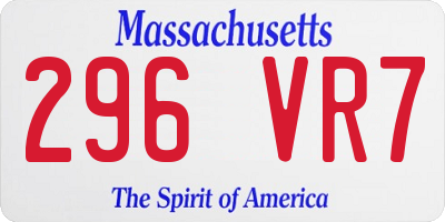 MA license plate 296VR7