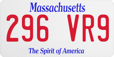 MA license plate 296VR9