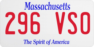 MA license plate 296VS0