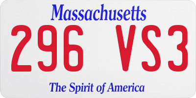 MA license plate 296VS3