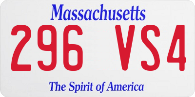 MA license plate 296VS4