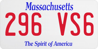 MA license plate 296VS6