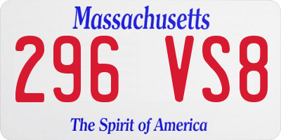 MA license plate 296VS8