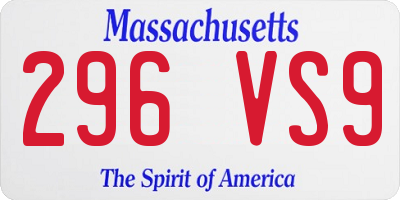 MA license plate 296VS9