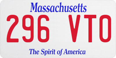 MA license plate 296VT0