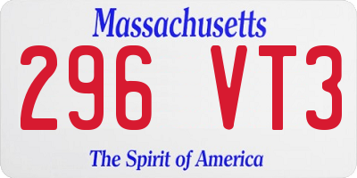MA license plate 296VT3