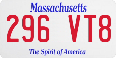 MA license plate 296VT8