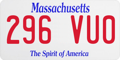 MA license plate 296VU0