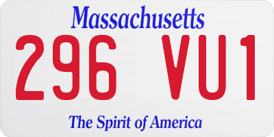 MA license plate 296VU1