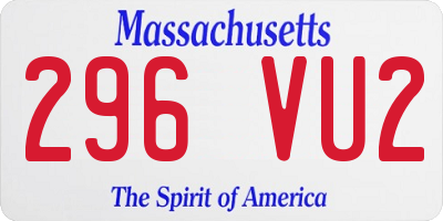 MA license plate 296VU2
