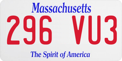 MA license plate 296VU3