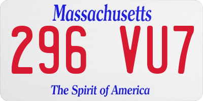 MA license plate 296VU7