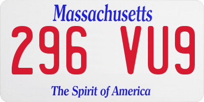 MA license plate 296VU9