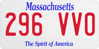 MA license plate 296VV0