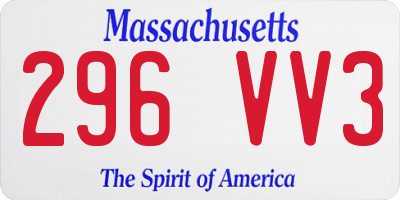 MA license plate 296VV3