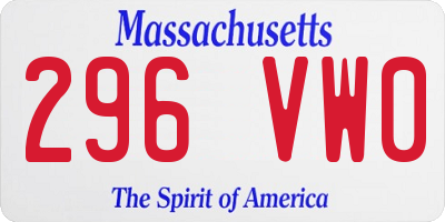 MA license plate 296VW0