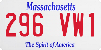 MA license plate 296VW1