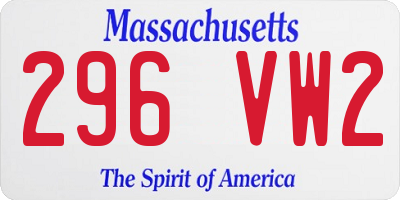 MA license plate 296VW2