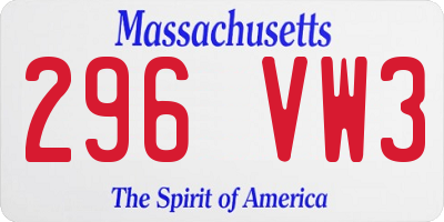 MA license plate 296VW3