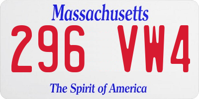 MA license plate 296VW4
