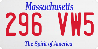 MA license plate 296VW5