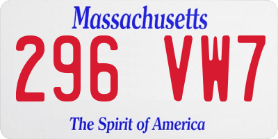 MA license plate 296VW7