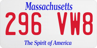 MA license plate 296VW8