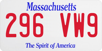 MA license plate 296VW9