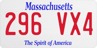MA license plate 296VX4