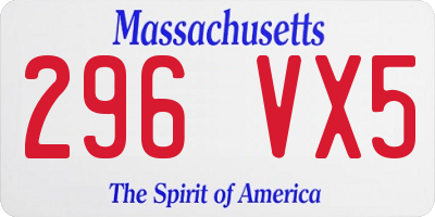 MA license plate 296VX5