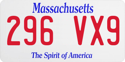 MA license plate 296VX9