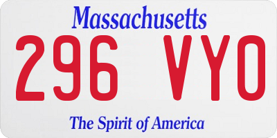 MA license plate 296VY0