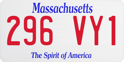 MA license plate 296VY1