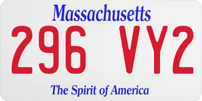 MA license plate 296VY2
