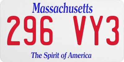 MA license plate 296VY3