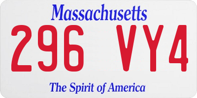 MA license plate 296VY4