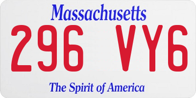 MA license plate 296VY6