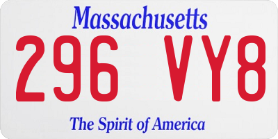 MA license plate 296VY8