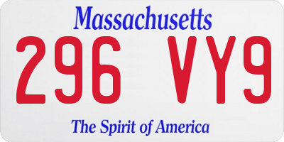MA license plate 296VY9